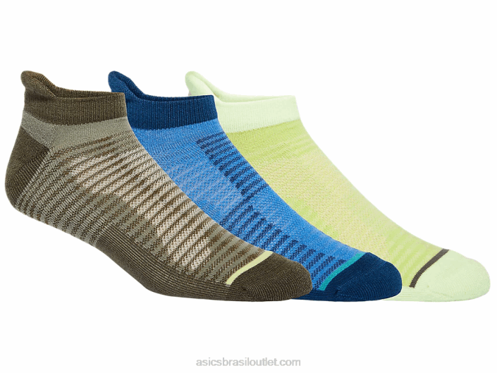 almofada de corte baixo (pacote com 3) 462T779 hazard green/lake drive multi Asics
