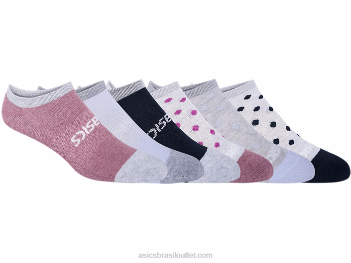 pacote de 6 meias aceleradas femininas 462T3455 azul/roxo sortido Asics