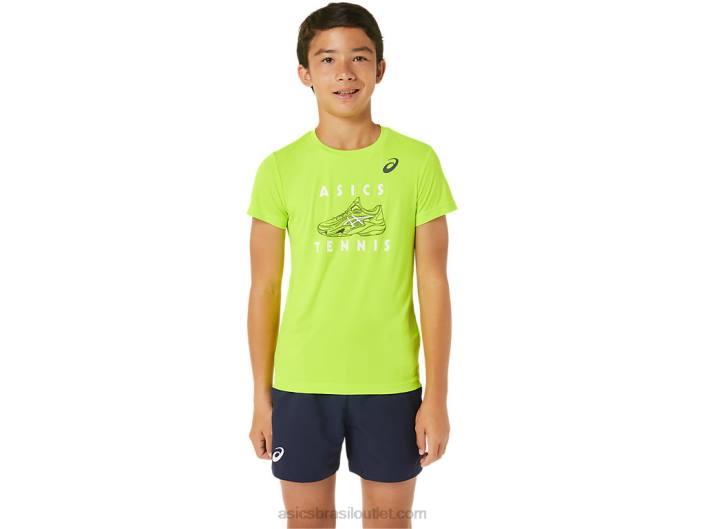 top de manga curta estampado de tênis infantil 462T4239 perigo verde Asics