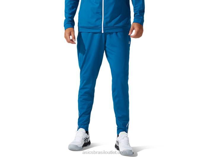calça de trilha masculina 462T1808 azul-petróleo do mar profundo/branco brilhante Asics