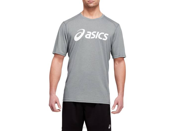 blusa manga curta masculina triblend training 462T1987 sheet rock urze/branco Asics