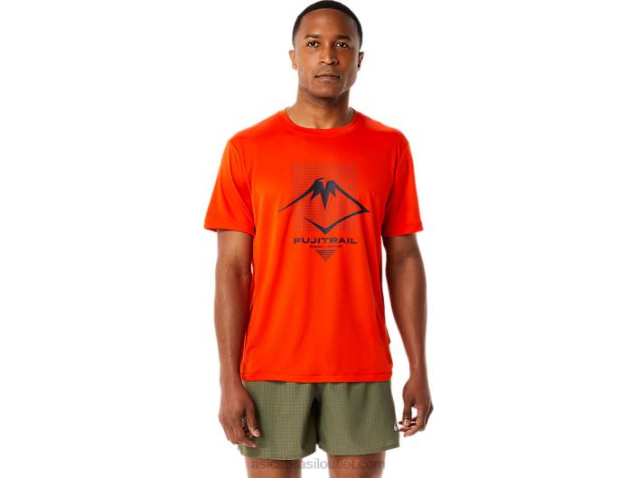 blusa masculina de manga curta com logo fujitrail 462T1114 tomate cereja Asics