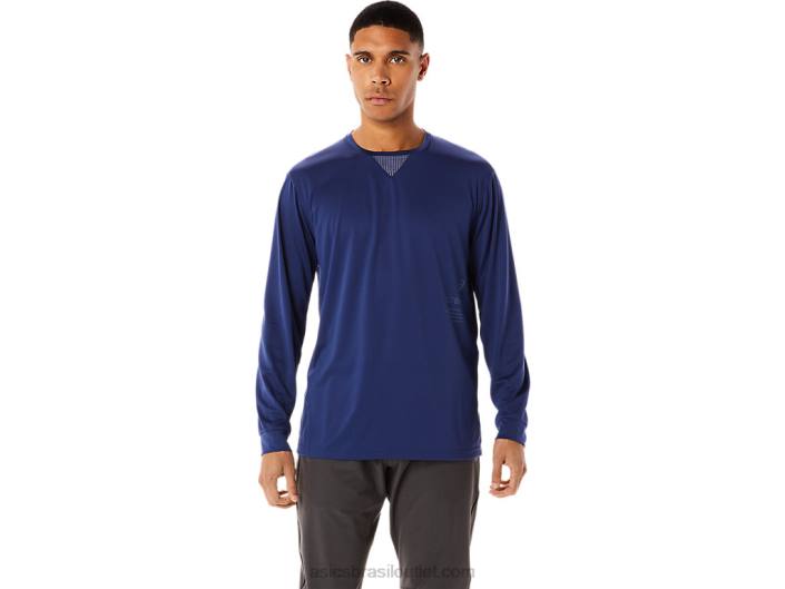 blusa masculina manga longa actibreeze cooling jacquard 462T992 oceano profundo Asics