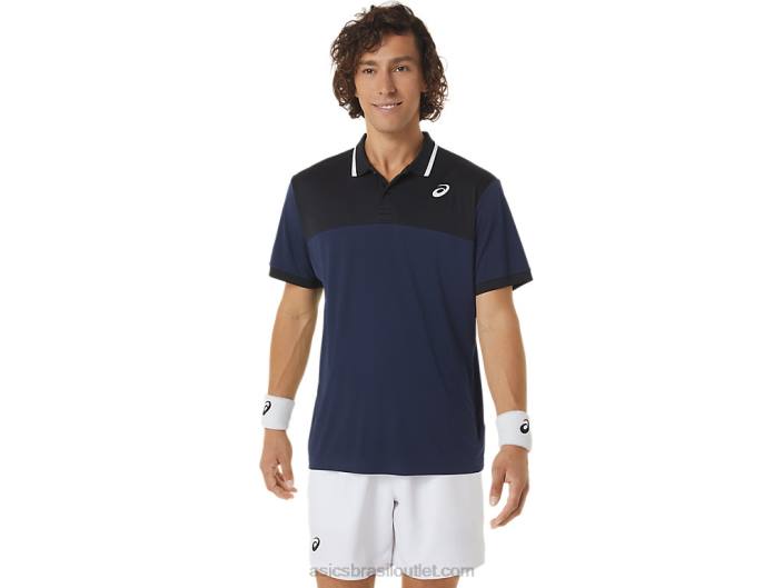 camisa polo de corte masculina 462T471 meia-noite/performance negra Asics