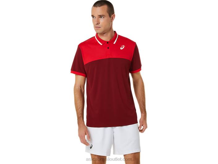 camisa polo de corte masculina 462T547 suco de beterraba/tinto clássico Asics