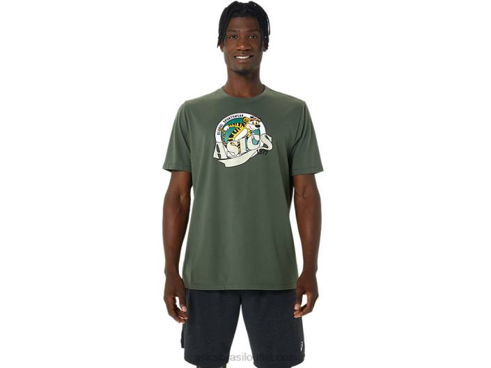 camiseta Heritage 1977 462T875 lona verde-oliva Asics