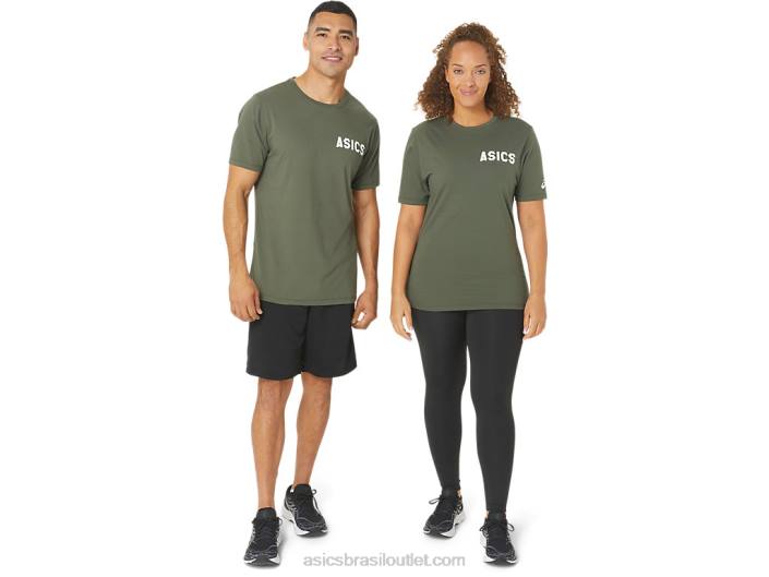 camiseta com listras do nascer do sol 462T787 lona verde-oliva Asics