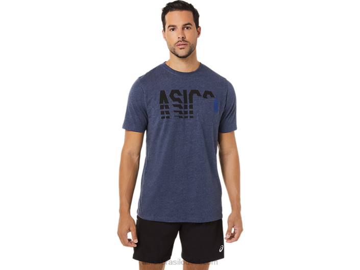 camiseta de bolso listrada manga curta 462T1731 casaco de urze Asics