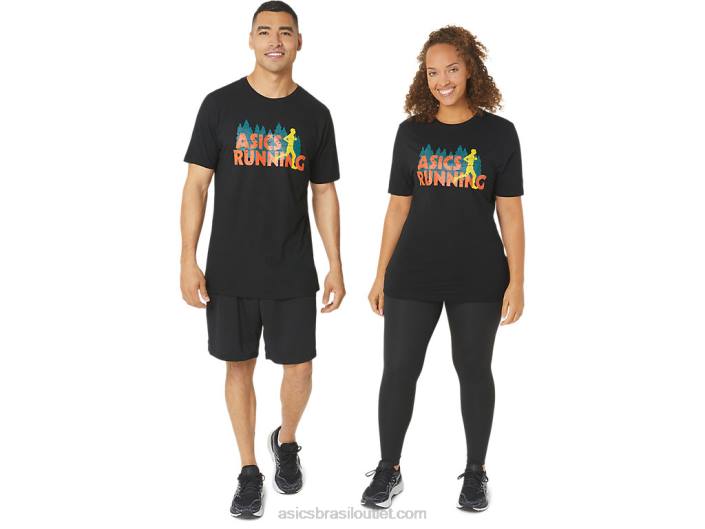 camiseta de corrida em trilha evergreen 462T1059 desempenho preto Asics
