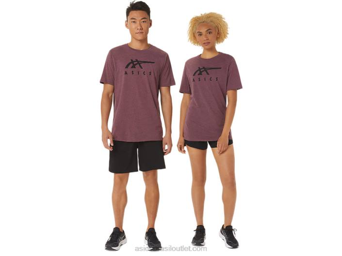 camiseta de manga curta listrada 462T1643 urze marte profundo Asics