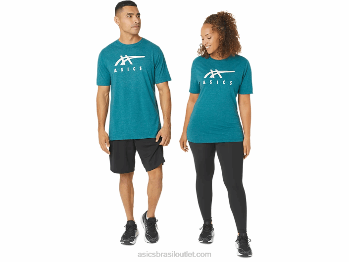 camiseta de manga curta listrada 462T802 urze de pinheiro de veludo Asics