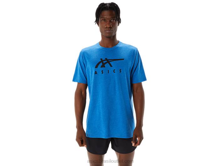 camiseta de manga curta listrada 462T850 urze do passeio do lago Asics