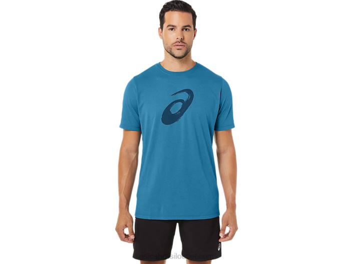 camiseta de manga curta pincel 462T72 urze azul da ilha Asics