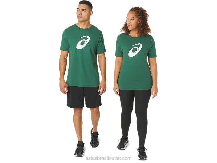 camiseta de manga curta pincel 462T879 caçador verde Asics