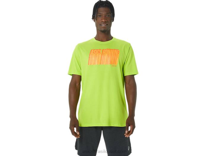 camiseta longa com logotipo abstrato 462T1033 raspas de limão Asics