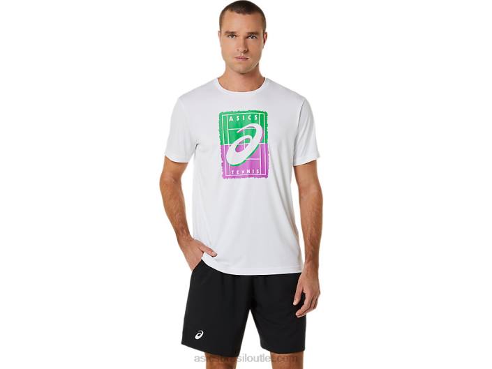 camiseta masculina com estampa gs para corte 462T525 branco brilhante Asics