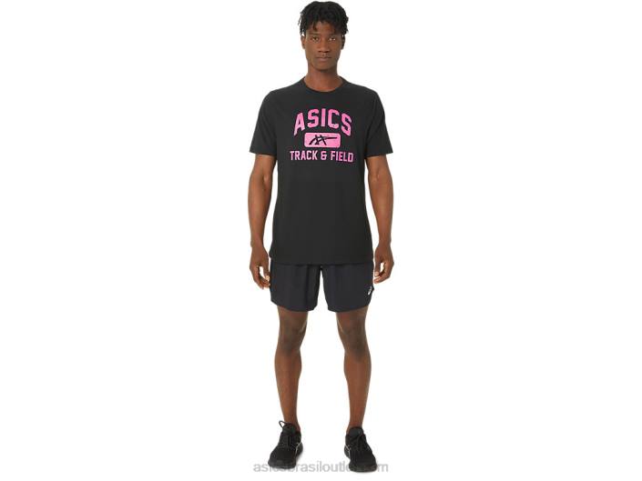 camiseta unissex com gráfico de atletismo 462T67 desempenho preto Asics