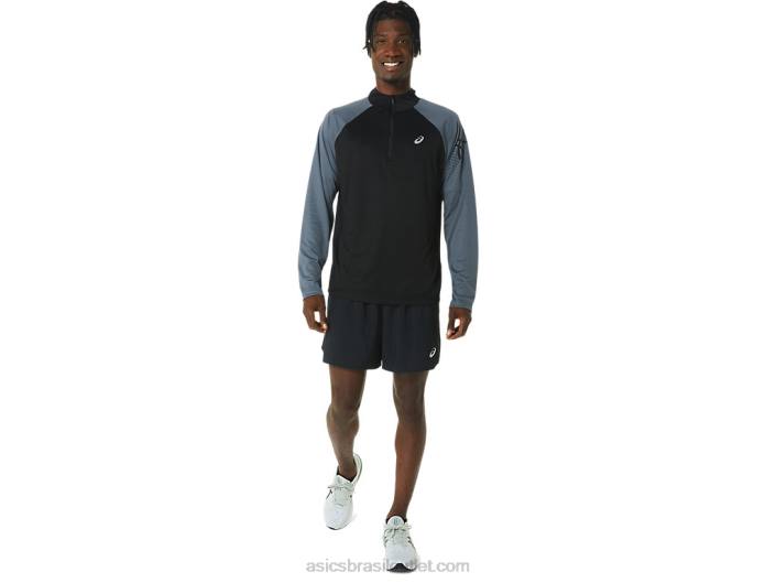 ícone masculino manga longa 1/2 zíper 462T463 desempenho preto/cinza transportador Asics