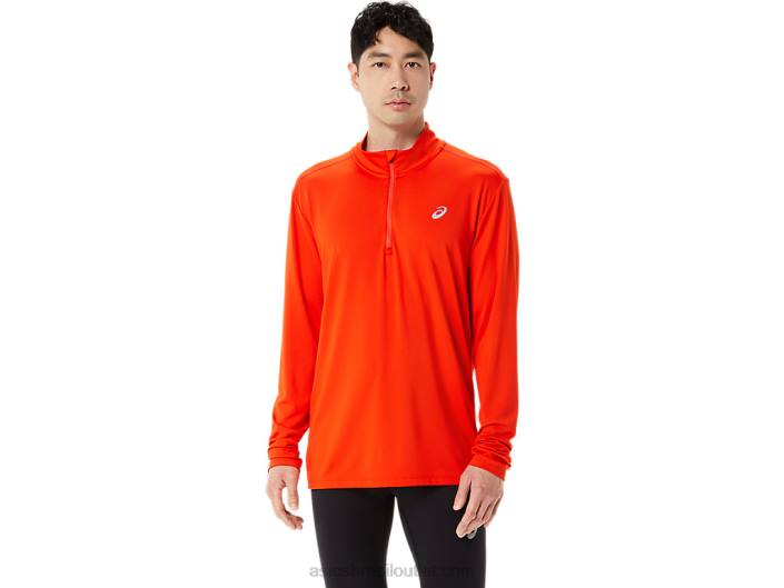 conjunto pronto de homem com meio fecho de correr 462T966 tomate cereja Asics