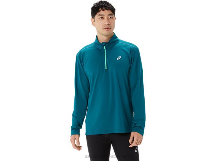 conjunto pronto de homem com meio fecho de correr 462T975 pinho aveludado/folha nova Asics