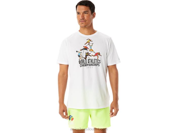 gráfico de manga curta masculina w 462T1286 branco brilhante Asics