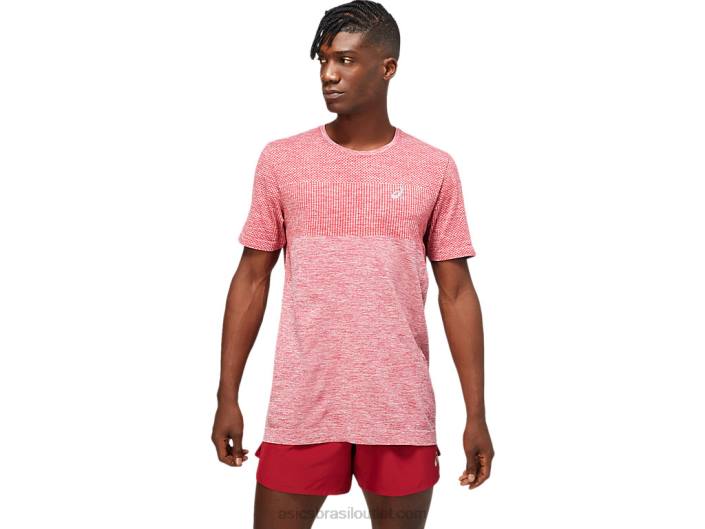 manga curta corrida sem costura masculina 462T1806 Borgonha Asics