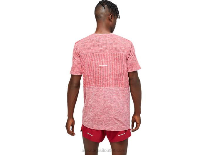 manga curta corrida sem costura masculina 462T1806 Borgonha Asics