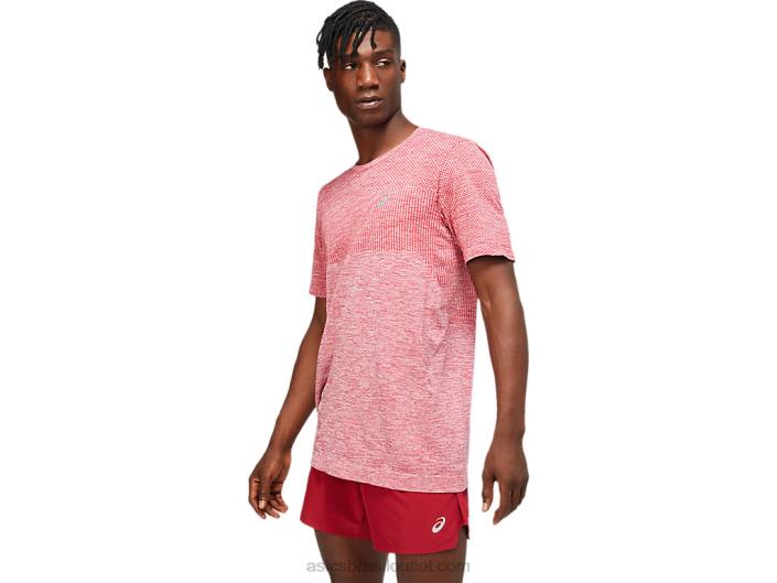manga curta corrida sem costura masculina 462T1806 Borgonha Asics