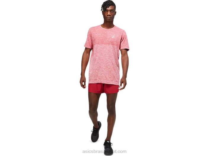 manga curta corrida sem costura masculina 462T1806 Borgonha Asics