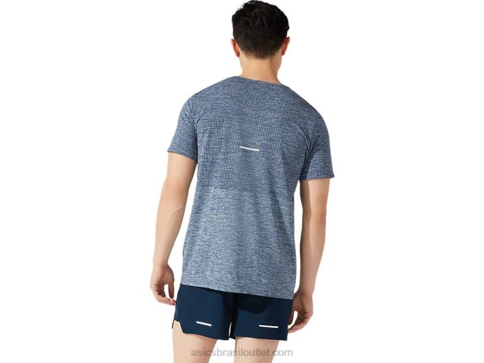 manga curta corrida sem costura masculina 462T1980 azul francês Asics