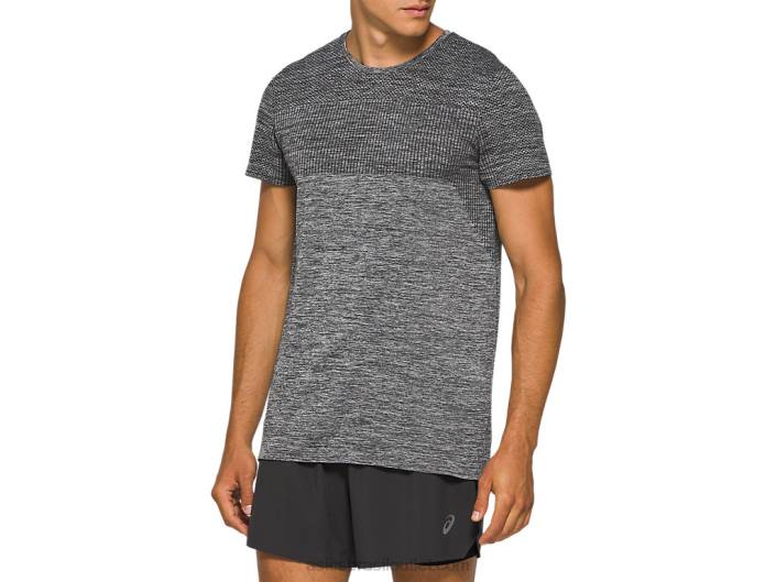 manga curta corrida sem costura masculina 462T2047 desempenho preto Asics