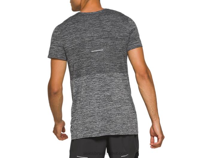 manga curta corrida sem costura masculina 462T2047 desempenho preto Asics