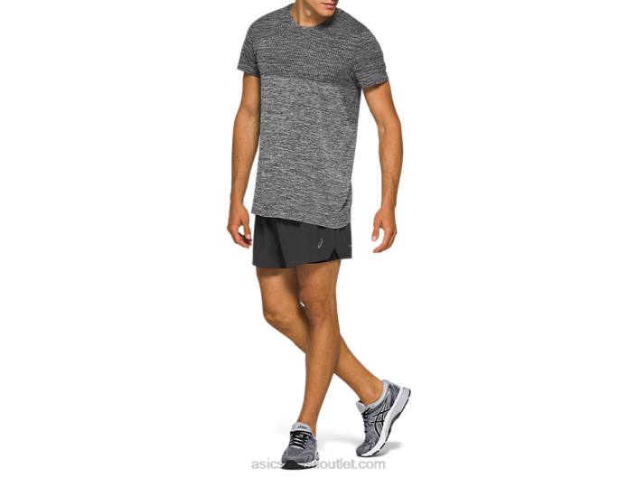 manga curta corrida sem costura masculina 462T2047 desempenho preto Asics