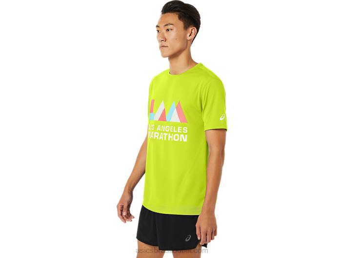 manga curta masculina la marathon 462T1625 amarelo de segurança Asics