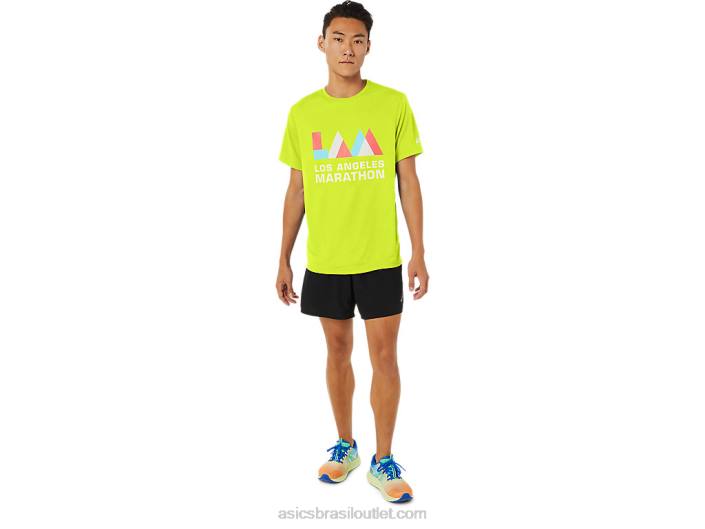 manga curta masculina la marathon 462T1625 amarelo de segurança Asics