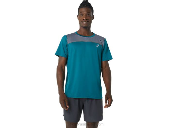 manga curta pr lyte masculina 462T1019 pinheiro veludo/metrópole Asics