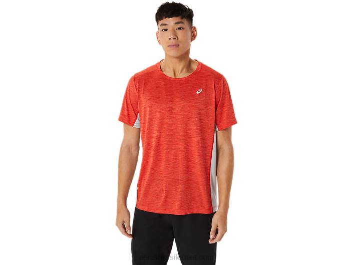 manga curta train sana masculina 462T1357 vermelho ardente/cinza piemonte Asics