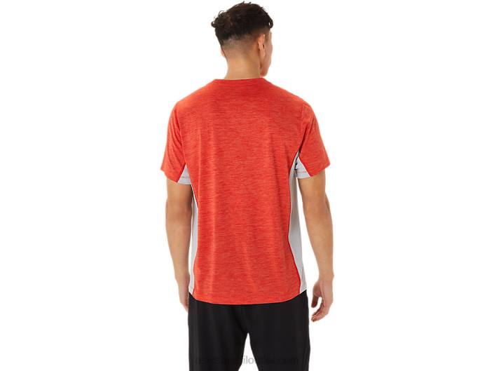 manga curta train sana masculina 462T1357 vermelho ardente/cinza piemonte Asics