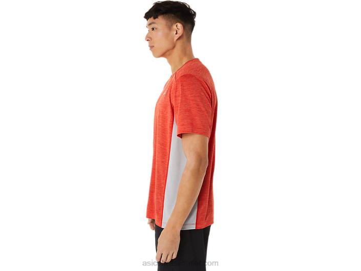 manga curta train sana masculina 462T1357 vermelho ardente/cinza piemonte Asics