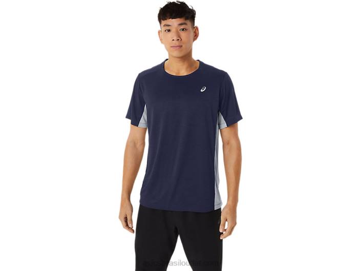 manga curta train sana masculina 462T227 pavão/chapa de rocha Asics
