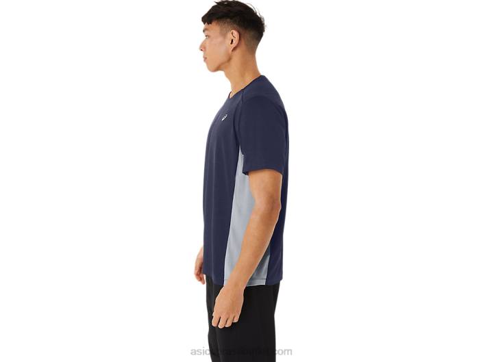 manga curta train sana masculina 462T227 pavão/chapa de rocha Asics