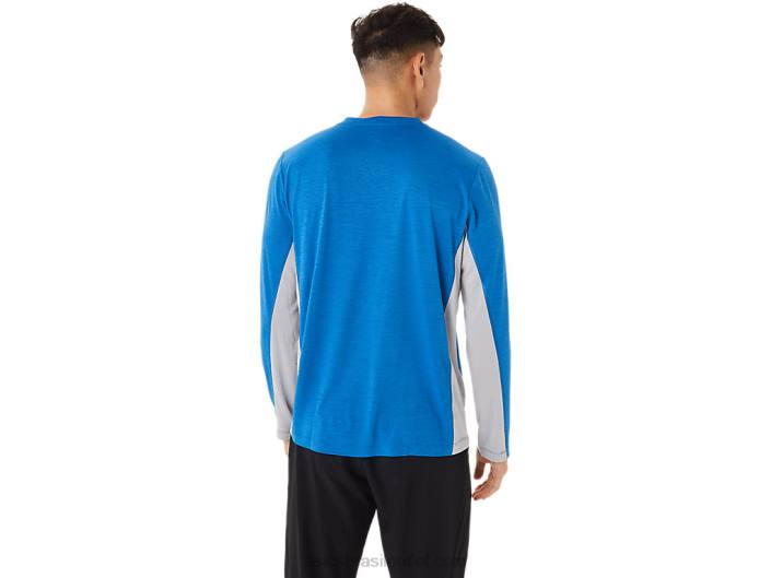 manga longa train sana masculina 462T1412 lago drive/piedmont cinza Asics