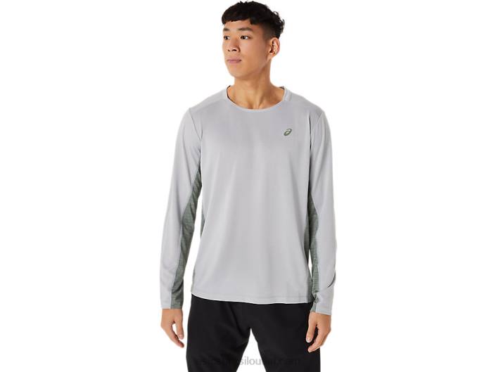 manga longa train sana masculina 462T1419 piemonte cinza/verde líquen Asics