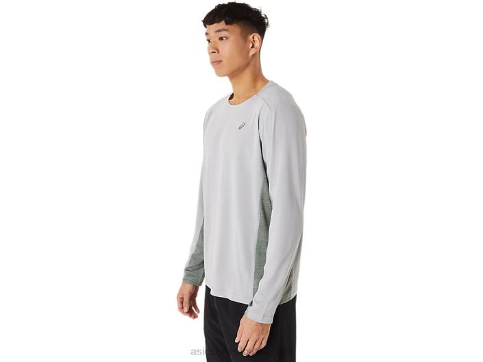 manga longa train sana masculina 462T1419 piemonte cinza/verde líquen Asics