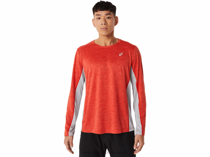 manga longa train sana masculina 462T1423 vermelho ardente/cinza piemonte Asics