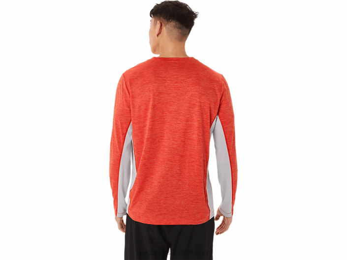 manga longa train sana masculina 462T1423 vermelho ardente/cinza piemonte Asics
