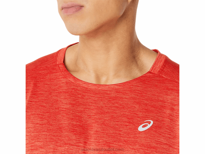 manga longa train sana masculina 462T1423 vermelho ardente/cinza piemonte Asics