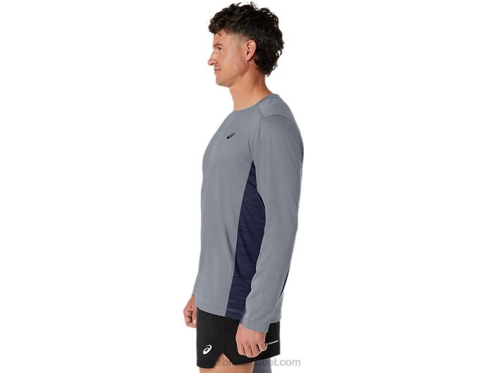 manga longa train sana masculina 462T211 folha de rocha/pavão Asics