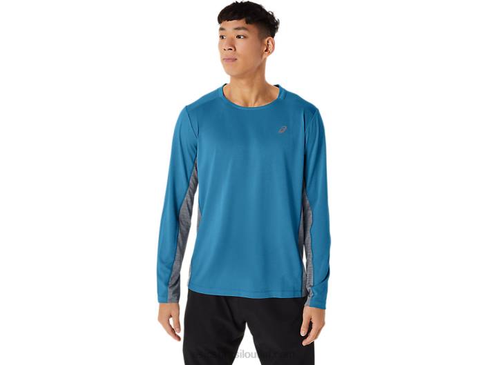 manga longa train sana masculina 462T222 ilha azul/rocha de folha Asics