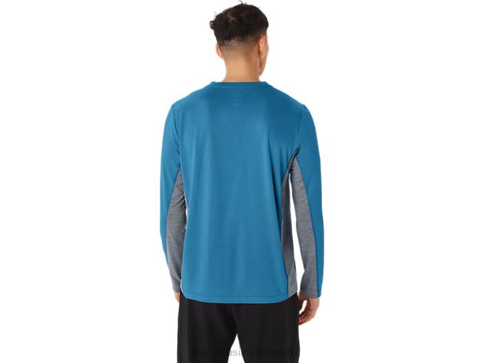 manga longa train sana masculina 462T222 ilha azul/rocha de folha Asics
